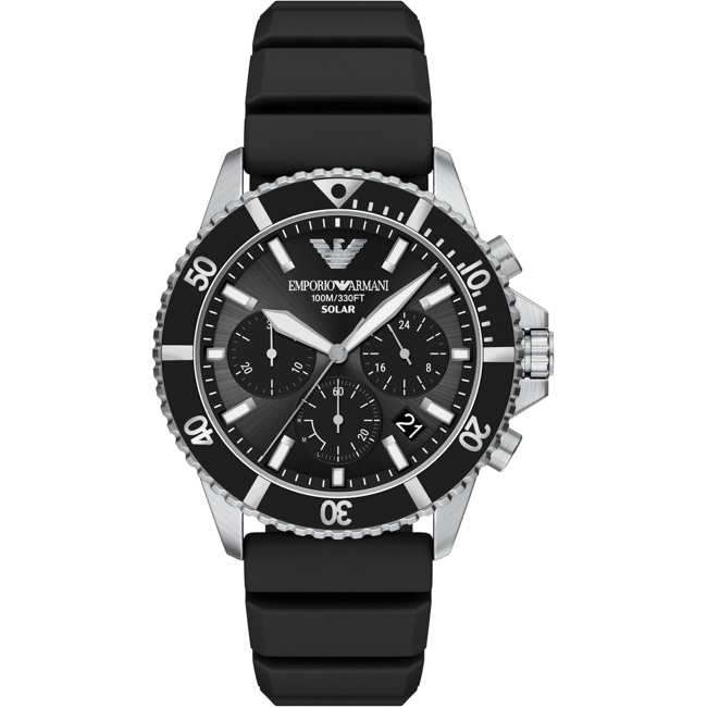 Emporio Armani Diver World Explorer Solar Chronograph Silbrig / Schwarz - AR11830