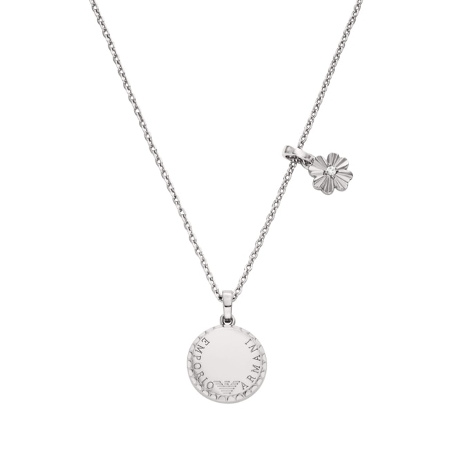 Emporio Armani Eagle Logo Collier Coin Collection Argenté - EGS3275040