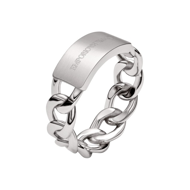 Emporio Armani Eagle Logo Men's Ring Imprinted Edges - EGS3305040