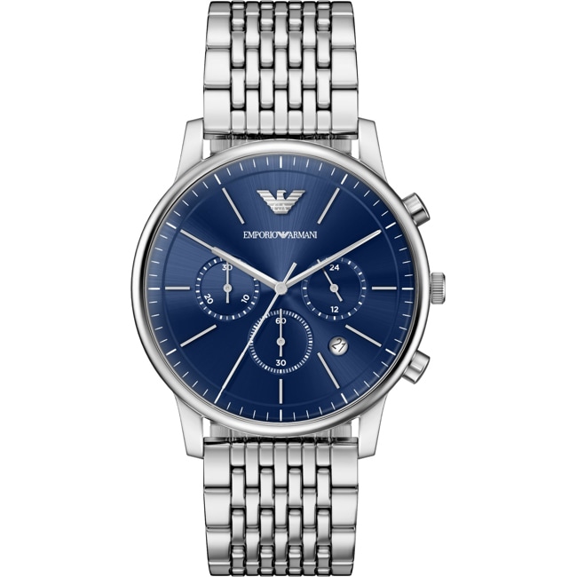 Emporio Armani Minimalist Chronographe Argenté / Bleu 42mm - AR11771