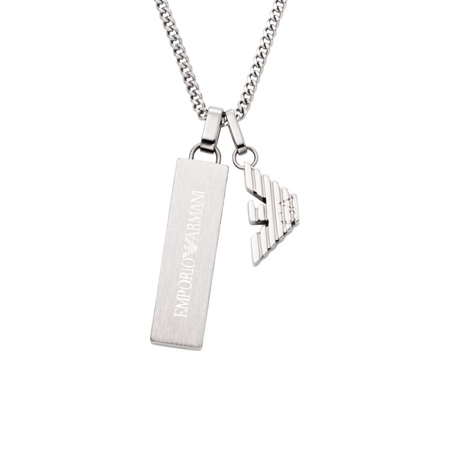Emporio Eagle Logo Dog Tag Armani Kette Imprinted Edges - EGS3306040