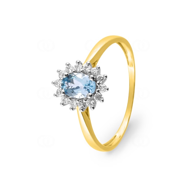 Entourage Ring 375/9 K Gelbgold mit Blautopas & Zirkonia - 197306.M3