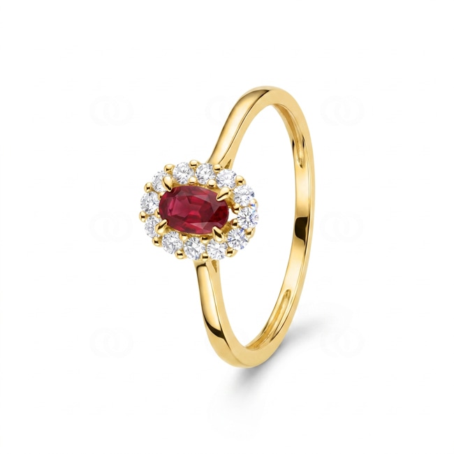 Ruby Rod Entourage 113957 | Entourage Ring 375/9 K Yellow Gold with Lab Grown Ruby ...