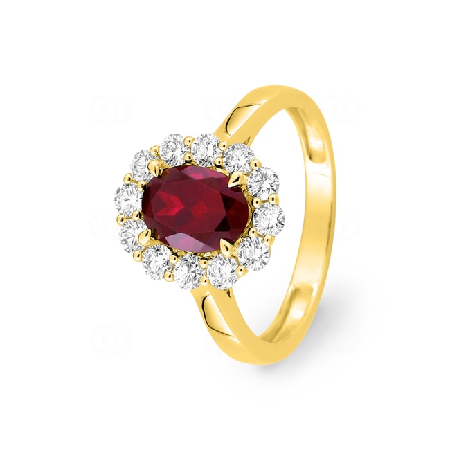 Entourage Ring 375/9 K Gelbgold mit Lab Grown Rubin & Diamanten 0.65 ct - 9KLGR105Y