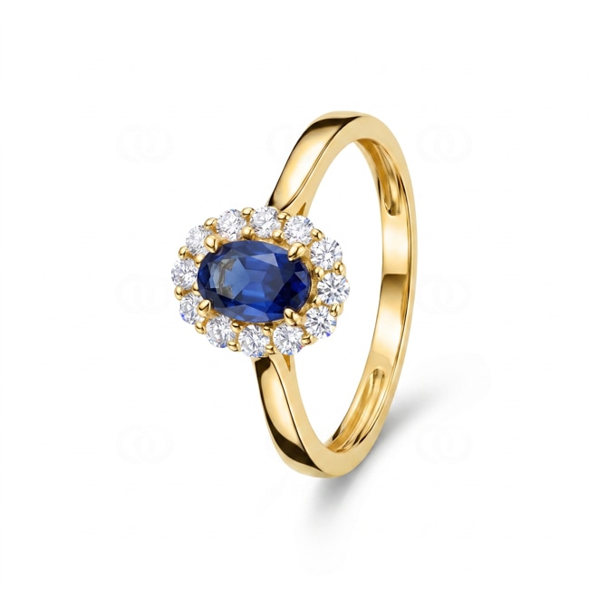 Entourage Ring 375/9 K Gelbgold mit Lab Grown Saphir & Diamanten 0.23 ct - 9KLGS103Y