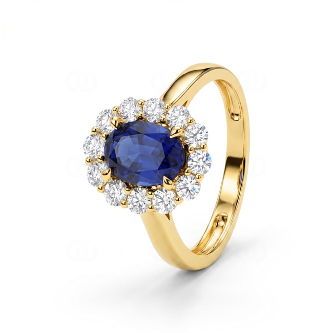 Entourage Ring 375/9 K Gelbgold mit Lab Grown Saphir & Diamanten 0.65 ct - 9KLGS105Y