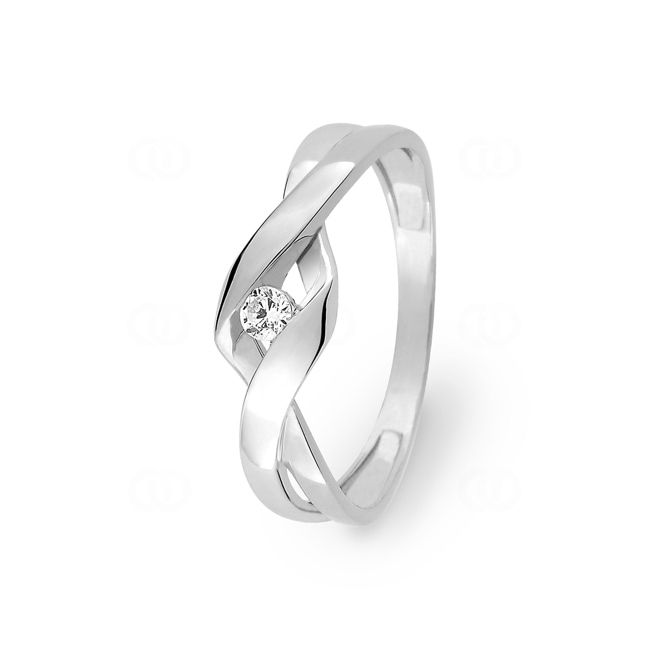 Bague solitaire fantaisie or gris 375/9 ct avec zircone - 197024.Z1