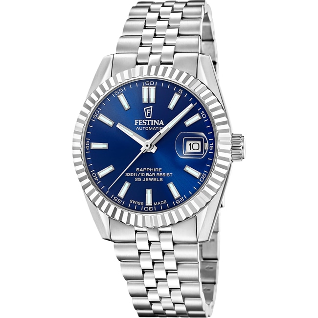 Festina Automatik Date Silbrig / Blau - F20090/2