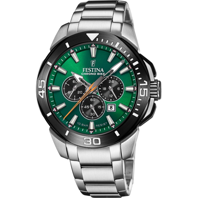 Festina Chrono Bike 47mm Edelstahl Silbrig / Grün - F20641/A