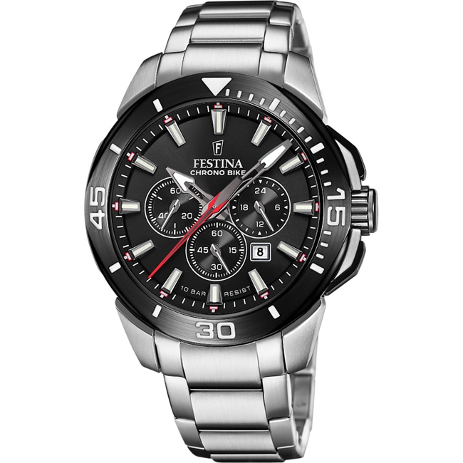 Festina Chrono Bike 47mm Acier inoxydable Argenté / Noir - F20641/D