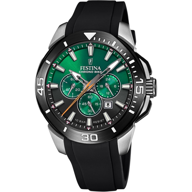 Festina Chrono Bike 47mm Silicone Black / Vert & Noir Festina Chrono Bike 47mm Silicone Black / Vert & Noir - F20642/C