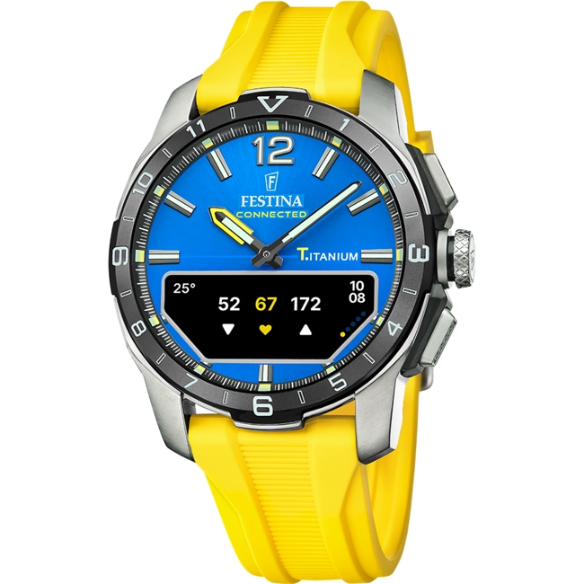 Festina Connected D Titane Bleu / Jaune Ø 44 mm - F23000/8
