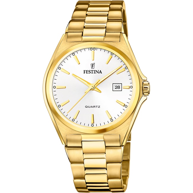 Festina Klassik Date Goldig / Weiss 40mm - F20555/2