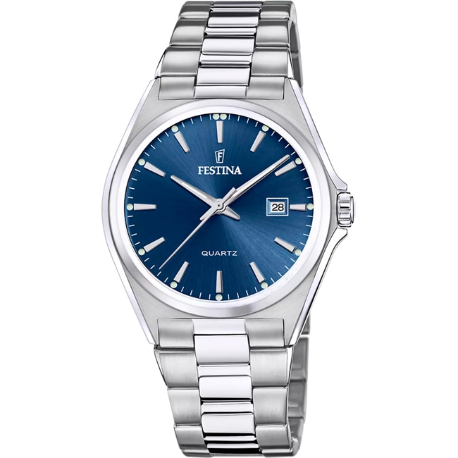 Festina Klassik Date Silbrig / Blau 40mm - F20552/3