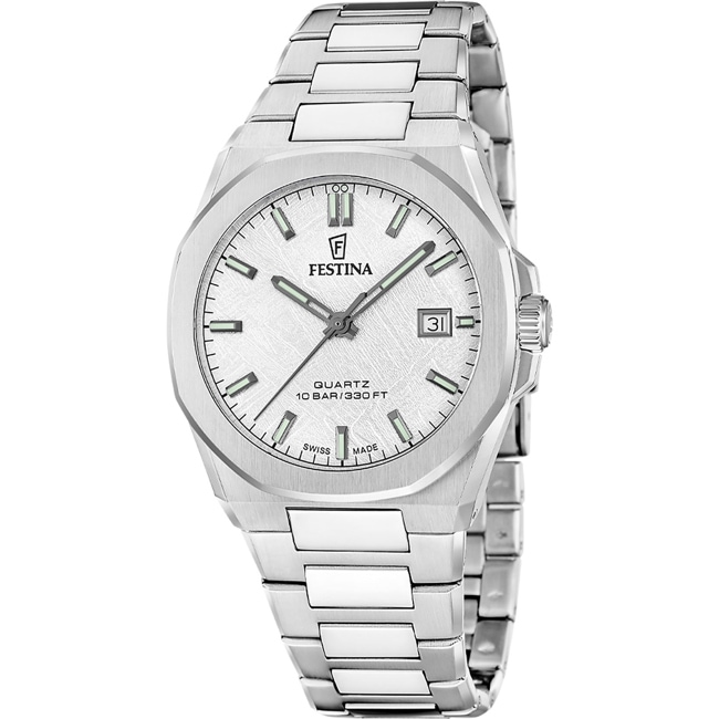 Festina Swiss Classic Steel Date Argenté 39mm - F20100/1