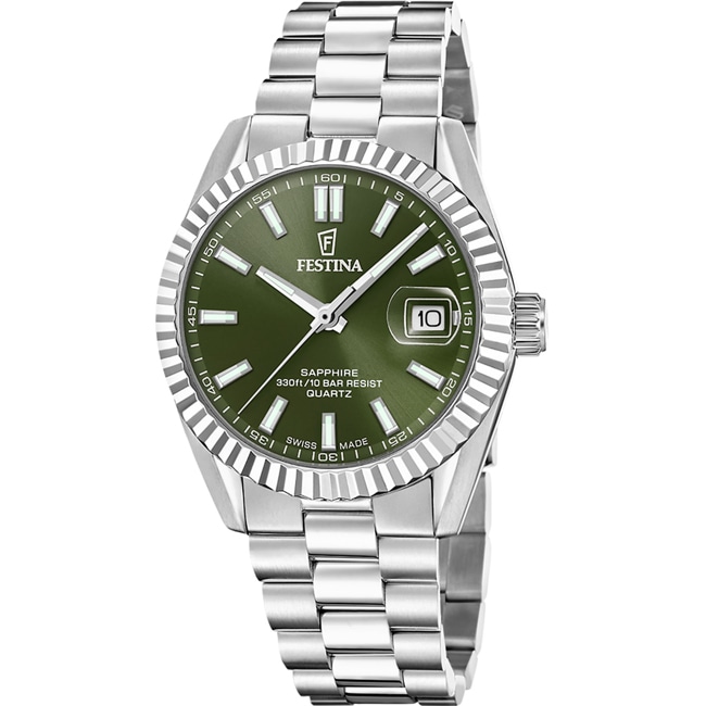 Festina Swiss Classic Steel Date Silvery / Green 40mm - F20084/C