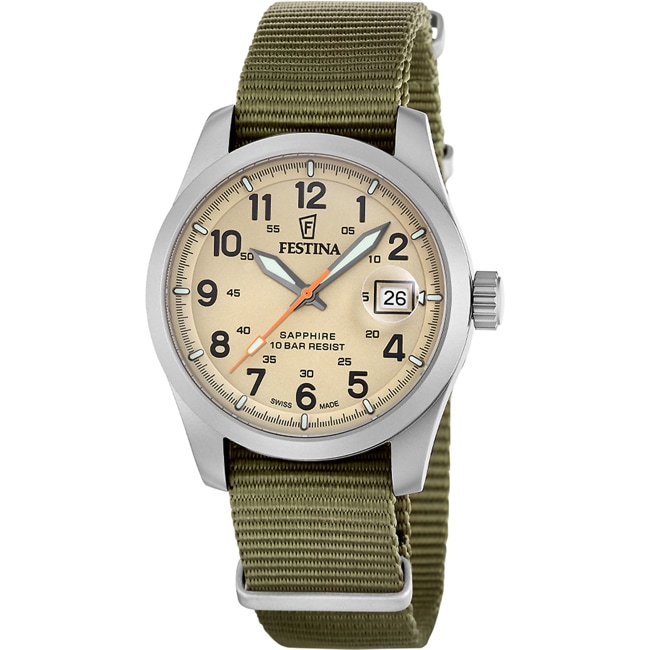 Festina Swiss Field Nato Date Olive / Brun Festina Swiss Field Nato Date Olive / Brun - F20082/1