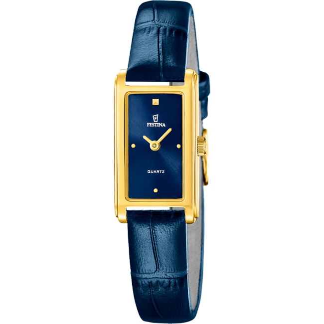 Festina Mademoiselle Square Leder Blau / Goldig  - F20770/4