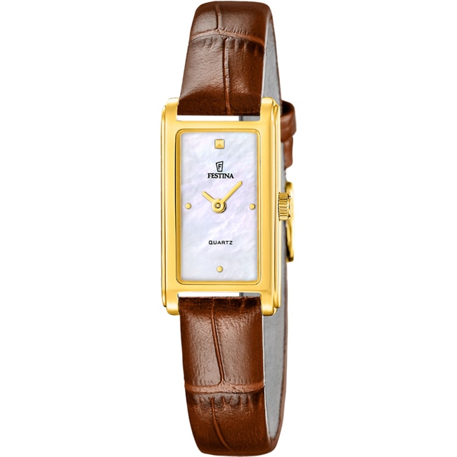 Festina Mademoiselle Square Leder Braun / Goldig & Perlmutt  - F20770/2