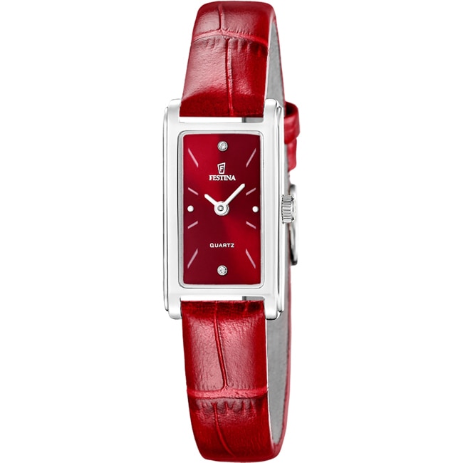 Festina Mademoiselle Square Leder Rot / Silbrig  - F20769/3