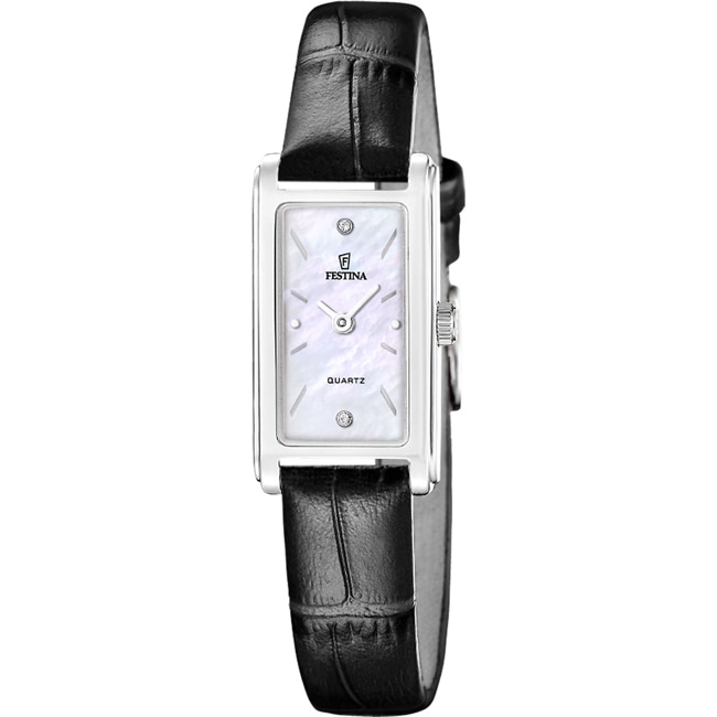 Festina Mademoiselle Square Leder Schwarz / Silbrig  - F20769/1