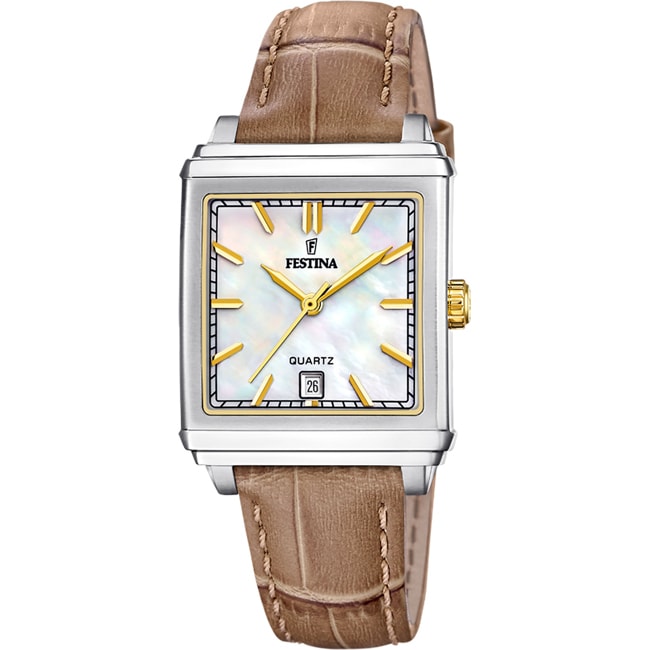 Festina On The Square Lady Date Leather Brown / Silvery - F20682/4