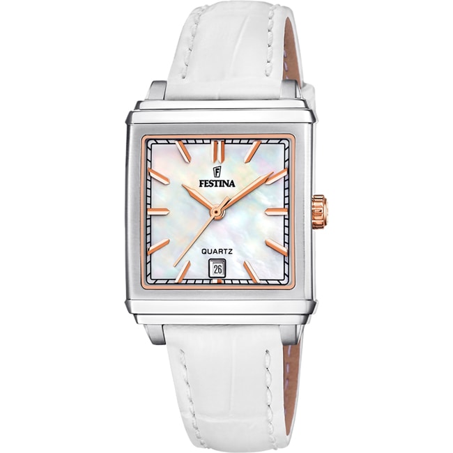 Festina On The Square Lady Date Leather White / Silvery - F20682/1