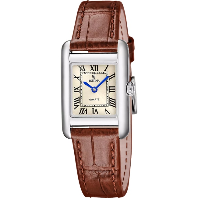 Festina On The Square Lady en cuir Marron / Argenté & Beige - F20773/2