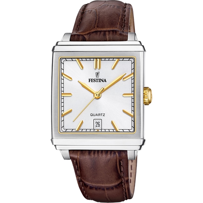 Festina On The Square Leather Date Brown / Silvery - F20681/4