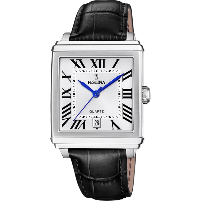 Festina On The Square Leather Date Silvery / Black - F20681/1
