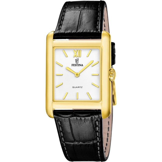 Festina On The Square Leder Schwarz / Goldig & Weiss - F20772/3