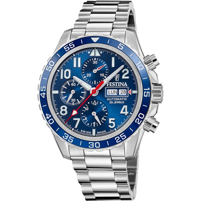 Festina Swiss Auto Sport Chrono 46 Argenté / Bleu - F20055/3