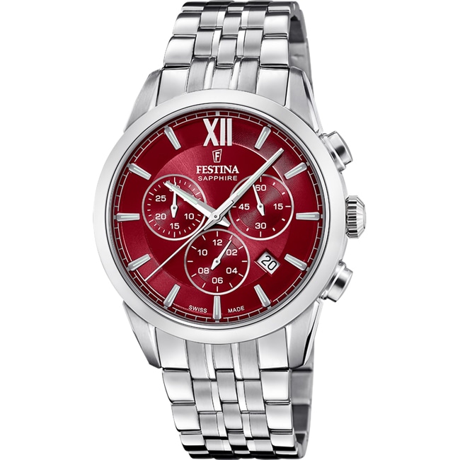 Festina Swiss Chrono Argenté / Rouge 41mm - F20040/5