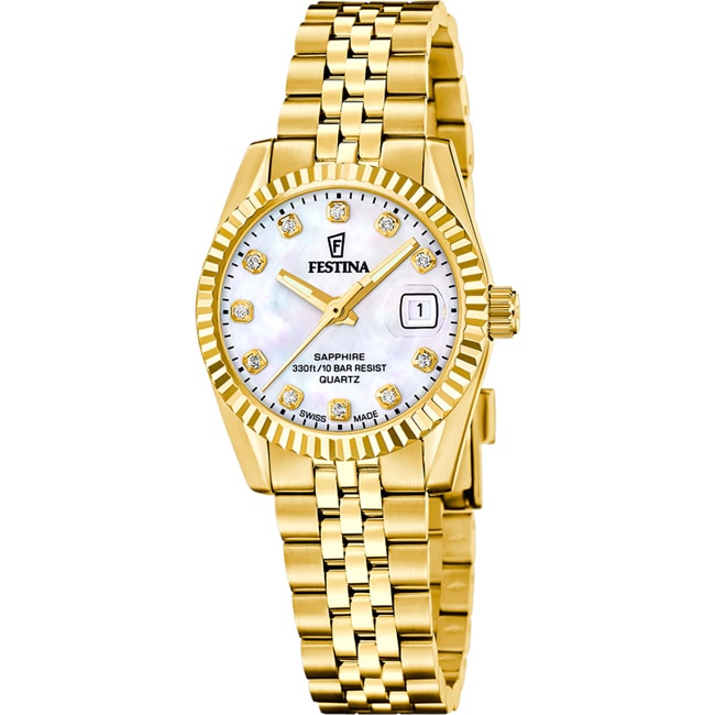 Festina Swiss Classic Steel Goldig / Perlmutt 29mm - F20089/1