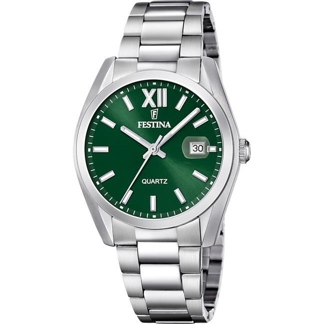 Festina Classic Date Silvery / Dark green 40mm - F20707/8
