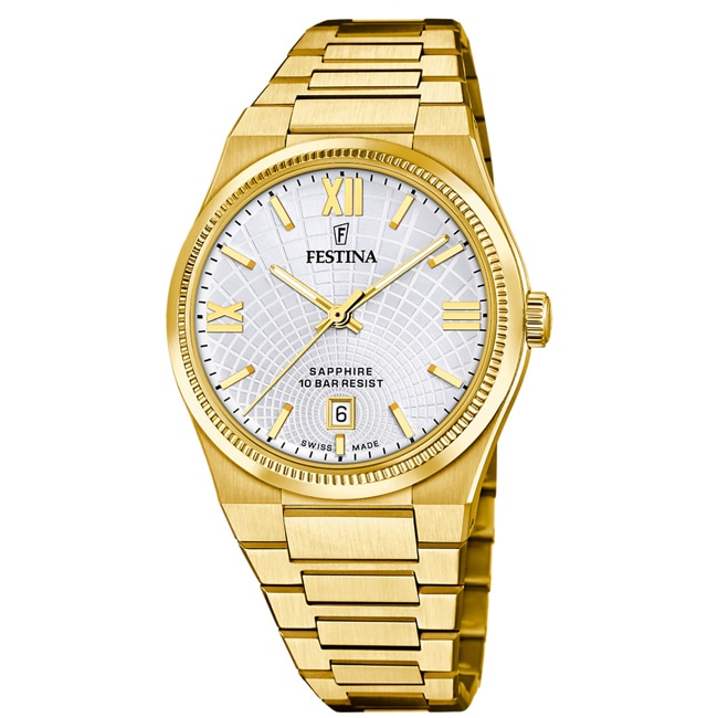 Festina Swiss Rivé Date 40mm Golden / Silvery - F20057/1