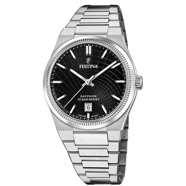 Festina Swiss Rivé Date 40mm Silvery / Black - F20051/6