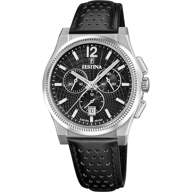 Festina Swiss Rivé Chrono 42 Cuir Noir Festina Swiss Rivé Chrono 42 Cuir Noir - F20060/4