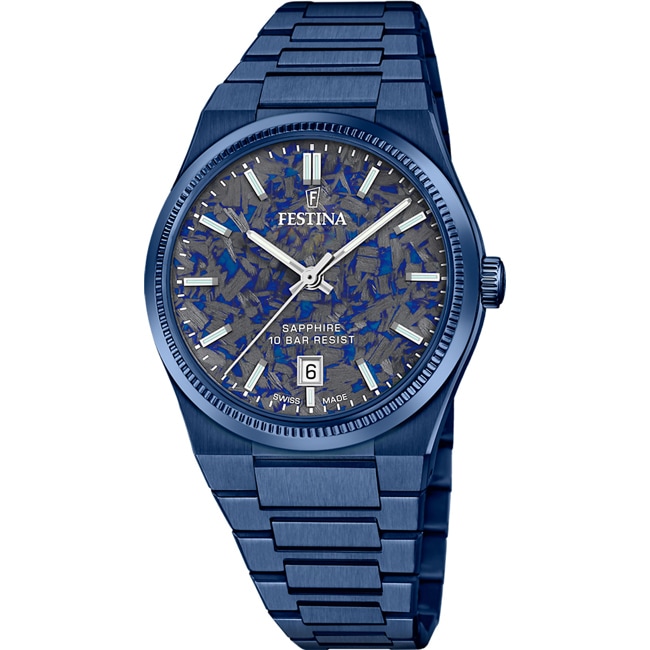 Festina Swiss Rivé Date 40mm Blue / Blue-Grey - F20078/2