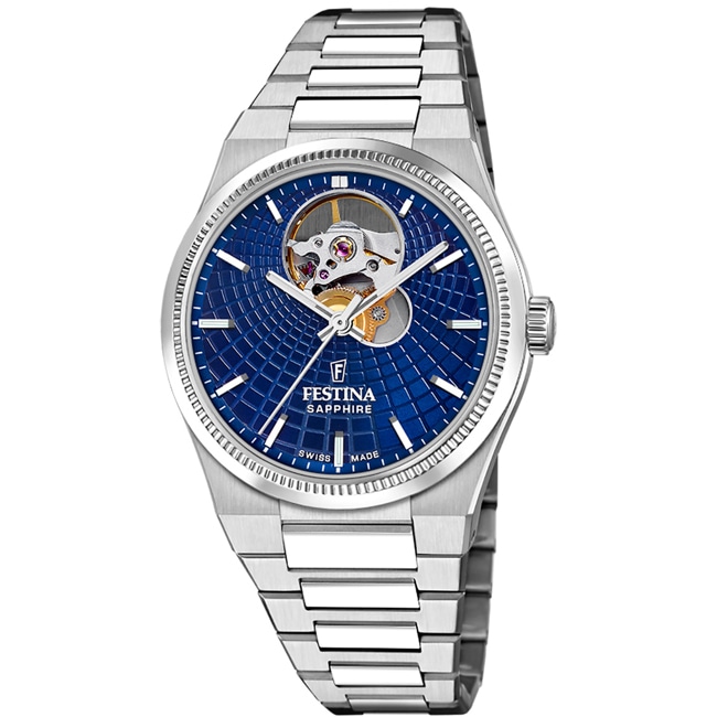 Festina Swiss Rivé Open Heart 35 Silbrig / Blau - F20054/5