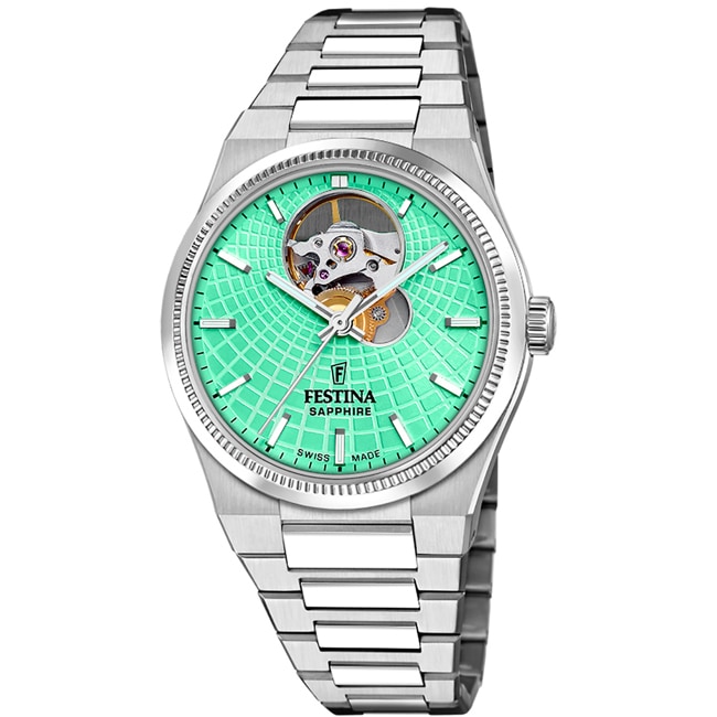 Festina Swiss Rivé Open Heart 35 Silbrig / Grün - F20054/3