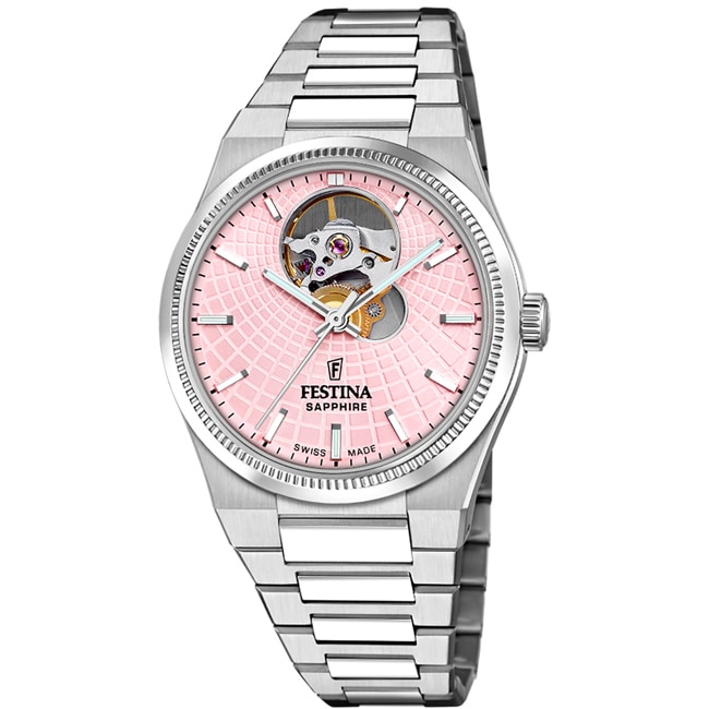 Festina Swiss Rivé Open Heart 35 Silbrig / Rosa - F20054/2