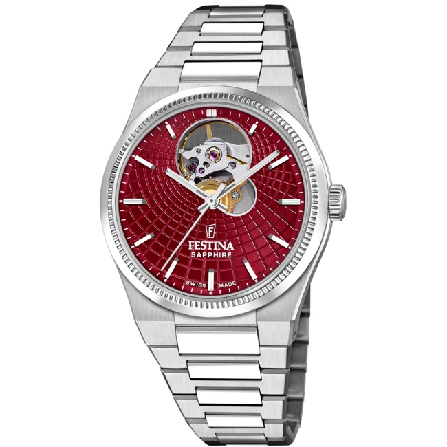 Festina Swiss Rivé Open Heart 35 Argenté / Rouge - F20054/A