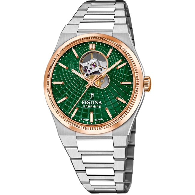 Festina Swiss Rivé Open Heart 40 Bicolore / Vert - F20061/3
