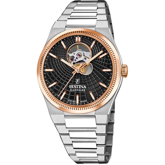 Festina Swiss Rivé Open Heart 40 Bicolor / Schwarz - F20061/4