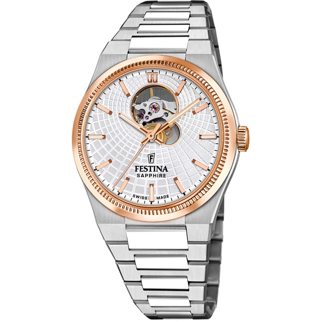 Festina Swiss Rivé Open Heart 40 Bicolore / Argenté  Festina Swiss Rivé Open Heart 40 Bicolore / Argenté  - F20061/1