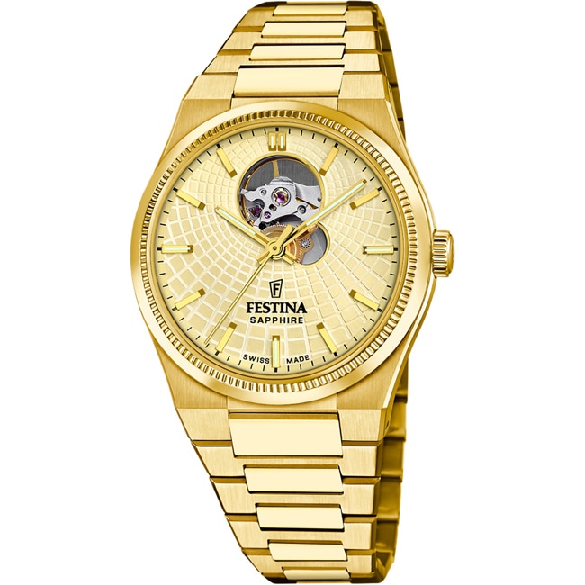 Festina Swiss Rivé Open Heart 40 Goldig - F20062/2