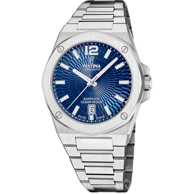 Festina Swiss Vallée Automatik Silbrig / Blau - F22004/2