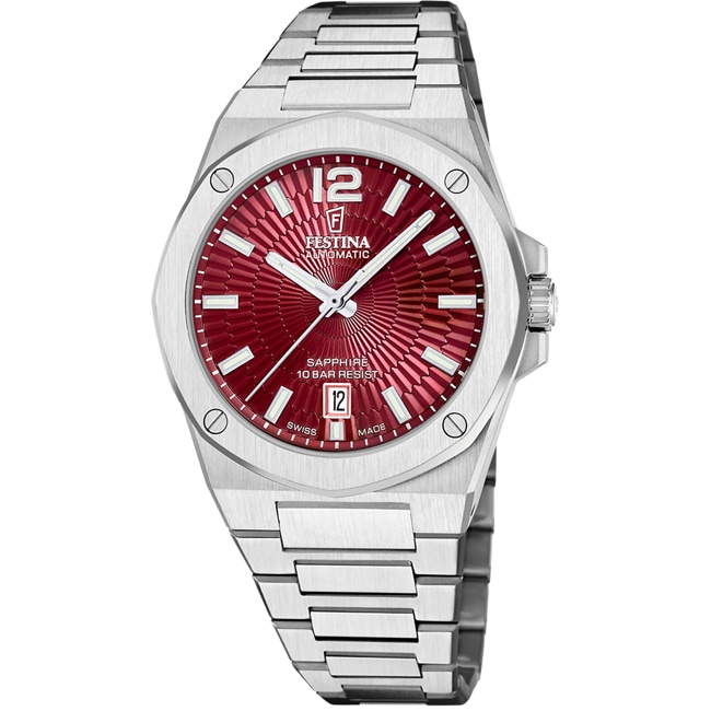 Festina Swiss Vallée Automatique Argenté / Rouge - F22004/5