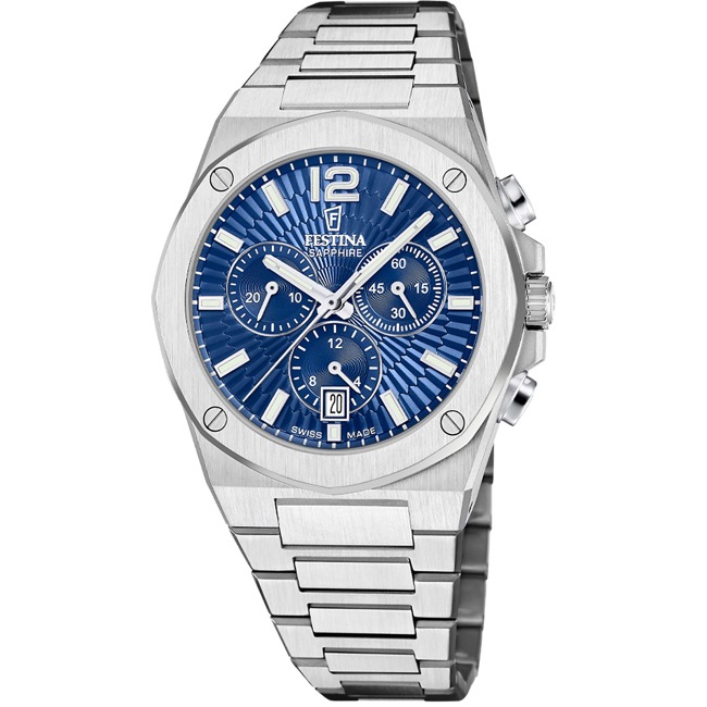 Festina Swiss Vallée Chronographe Argenté / Bleu - F22002/2